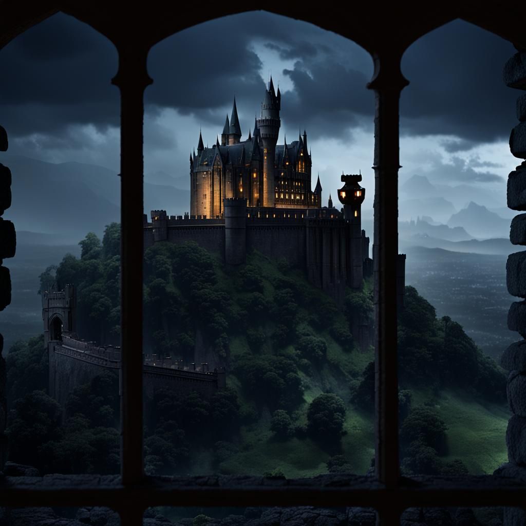 Hogwarts Castle in Rain, Photorealistic View