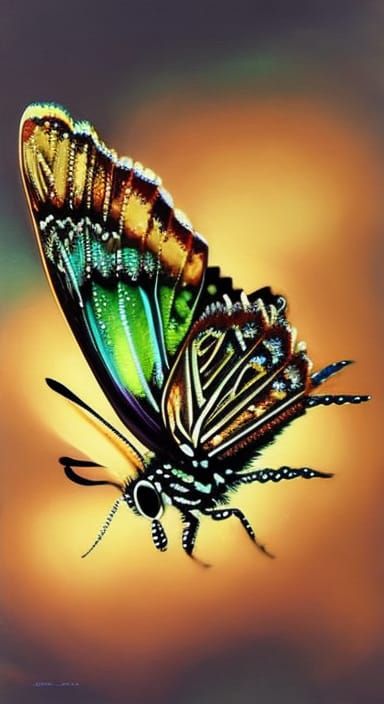 Hyperrealistic Cartoon Butterfly in Photorealistic Style