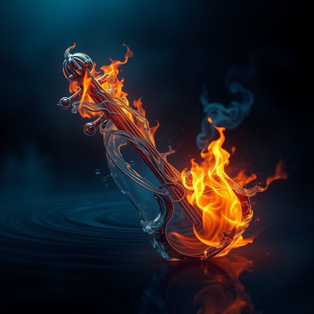 Water and Fire Musical Key in Fantasy Art Style