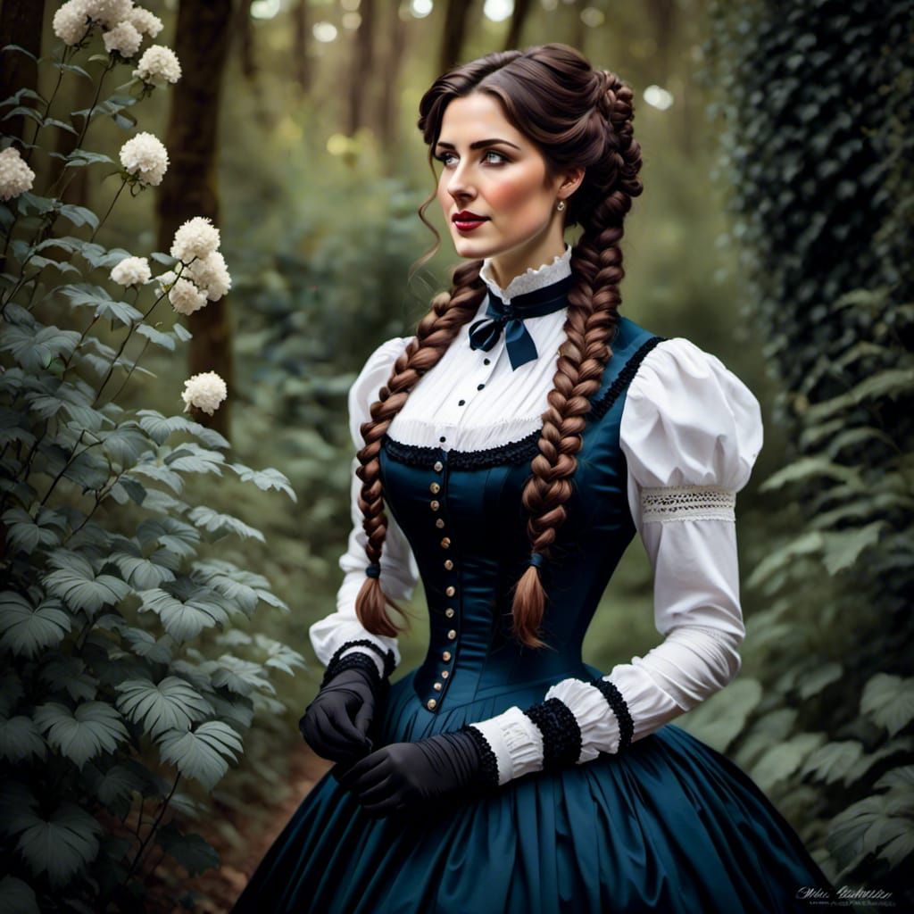 Elegant Victorian Woman Portrait in Vintage Style
