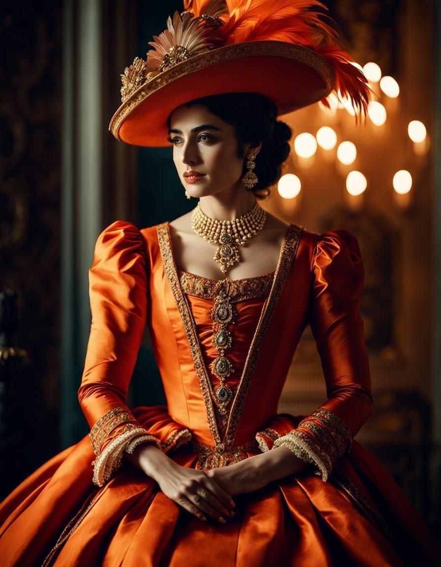 French Nobility Gown with Glitch Art Effects