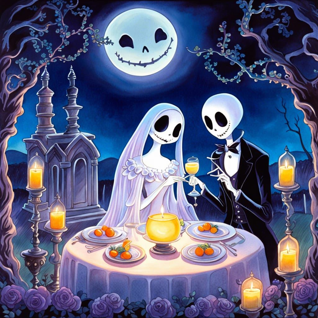 Romantic Ghost Couple's Candlelight Dinner, Anime Style
