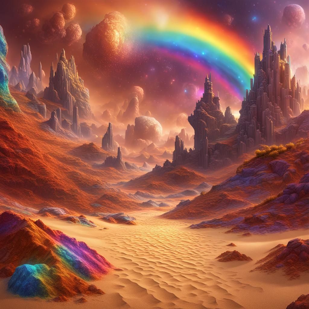 Fox in a Rainbow Crystal Universe: Detailed Fantasy Art