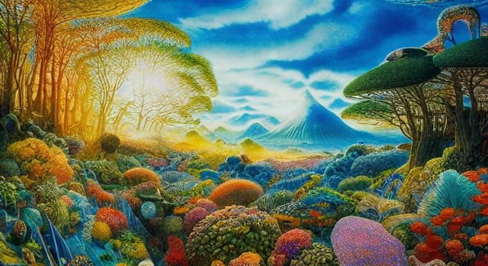 Mycelium Birth: A Watercolor Fantasy in Rich Colors