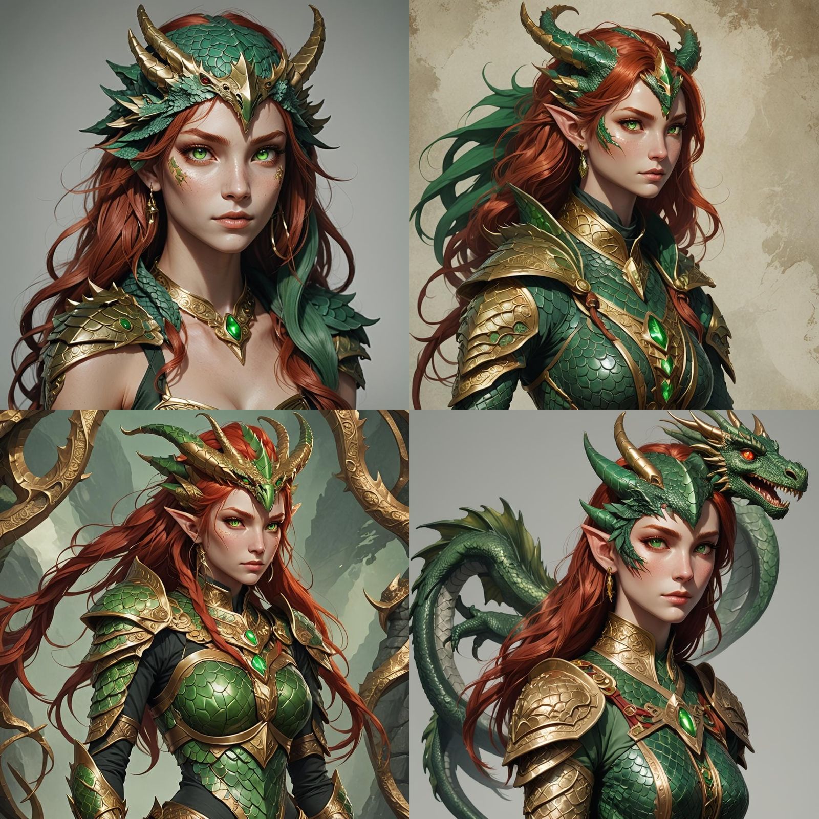 Bronze-Skinned Dragon Humanoid with Golden Horn