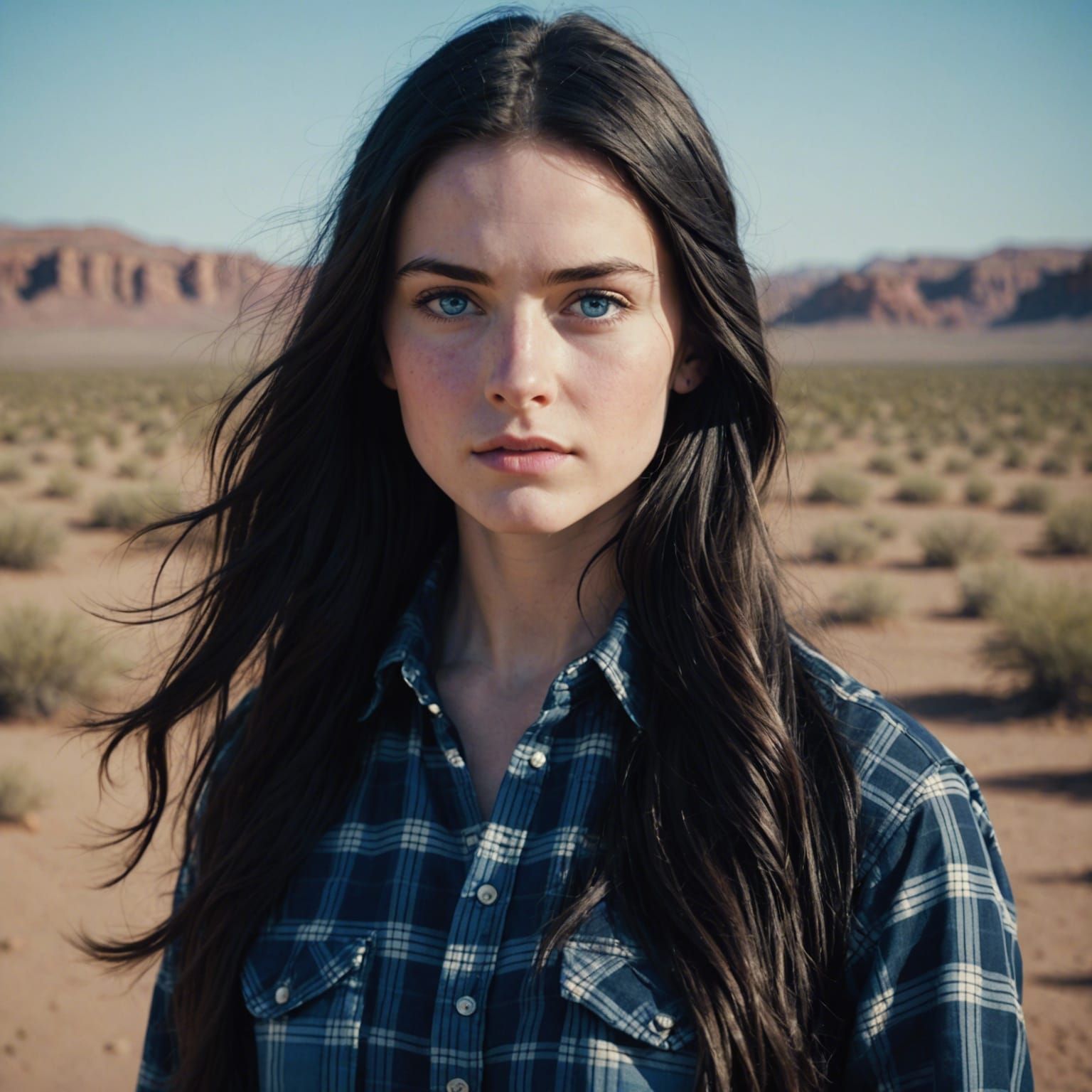 Teenage Girl in Desert: Cinematic Film Still
