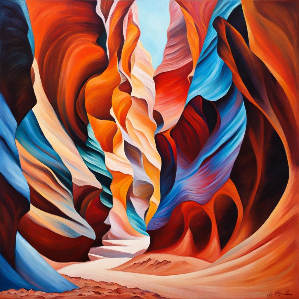 Earth Above Antelope Canyon: Expressionist Oil Painting