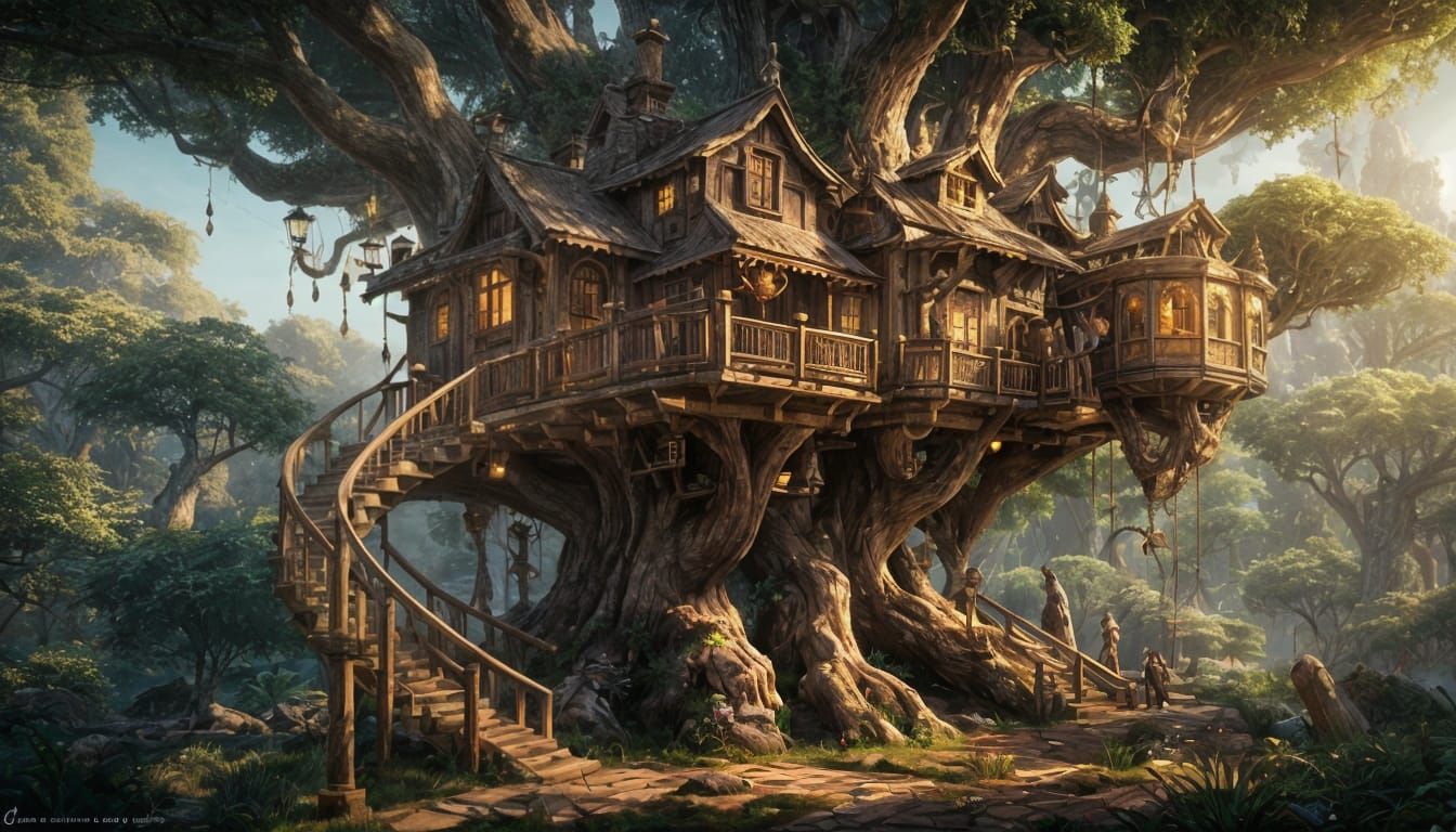 Fantastical Treehouse Concept Art in 8K Resolution