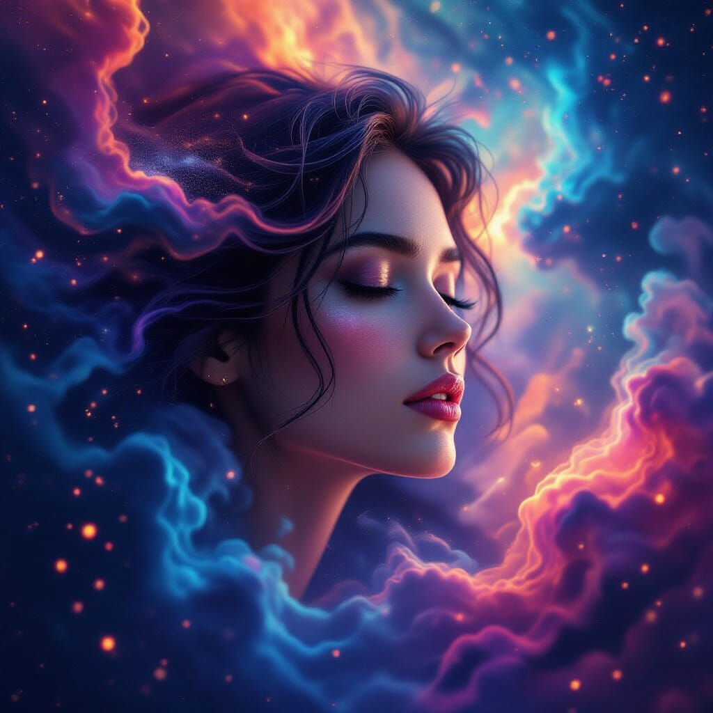 Woman's Face in Ethereal Nebula Concept Art