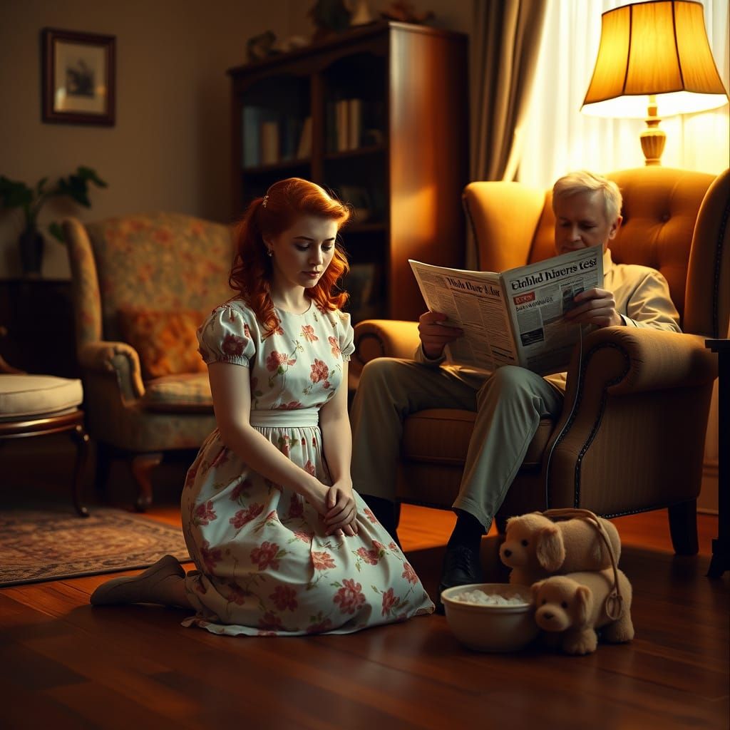 Serene 1950s-Inspired Stepford Wife in a Vintage Setting