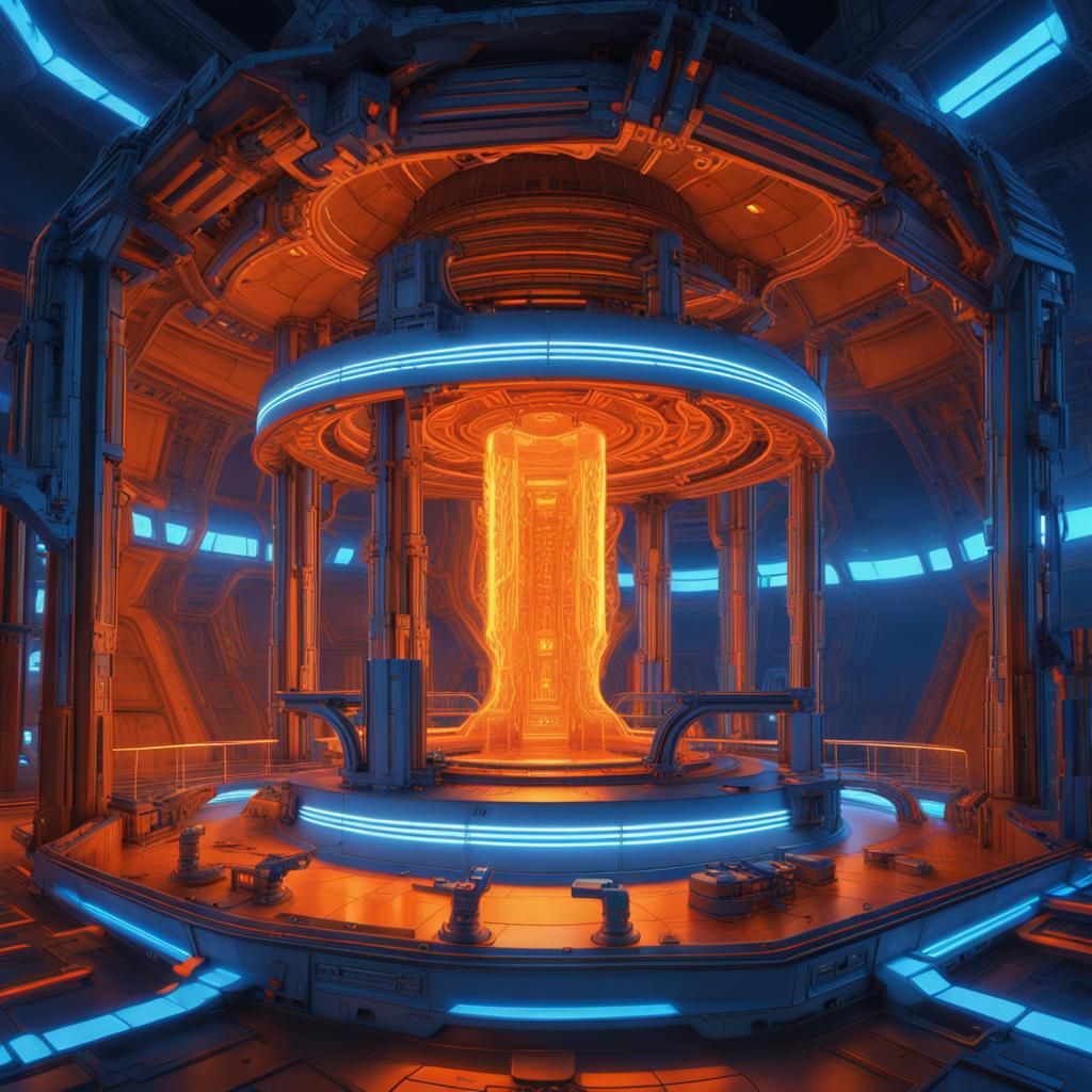 Glowing Radiation Reactor Core in Sci-Fi Chamber