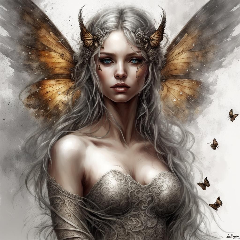 Woman Angel with Butterfly Wings Digital Art