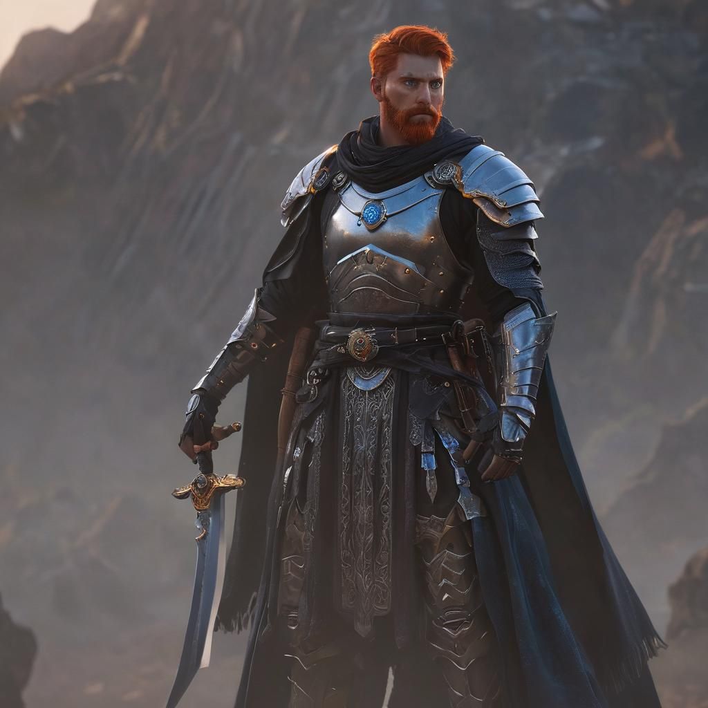 Ethereal Paladin Stands Vigilant in Golden Hour