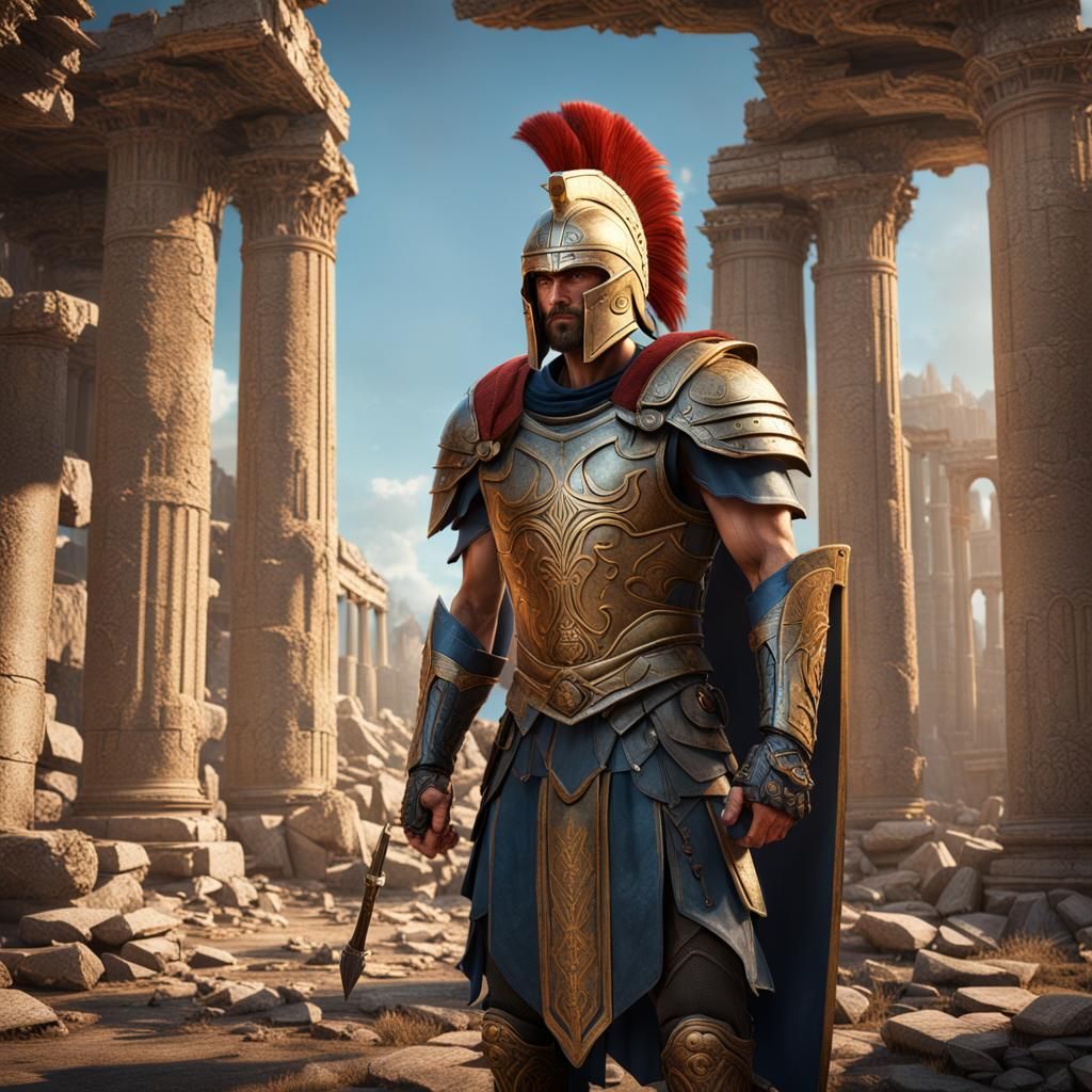 Achilles in Greek Armor: Fantasy Concept Art
