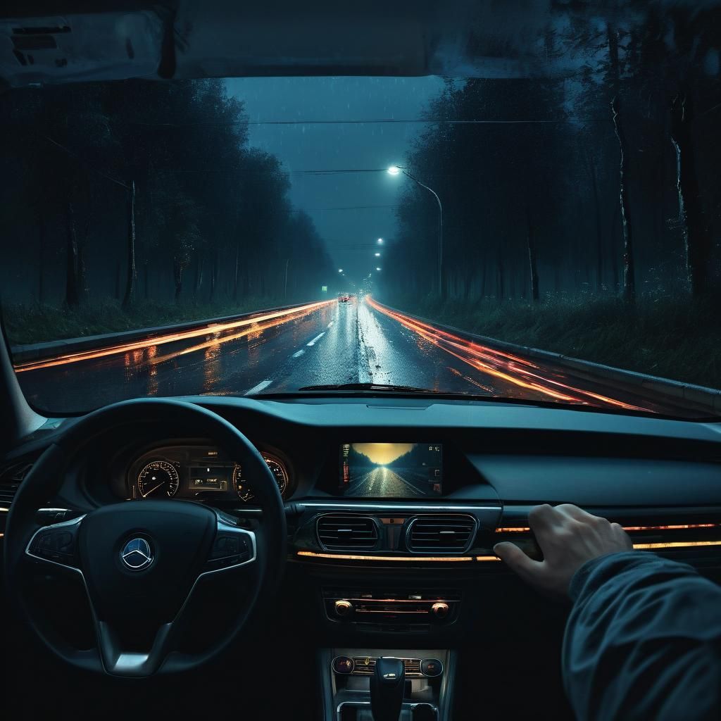 Night Drive: Romanticism-Style Digital Painting
