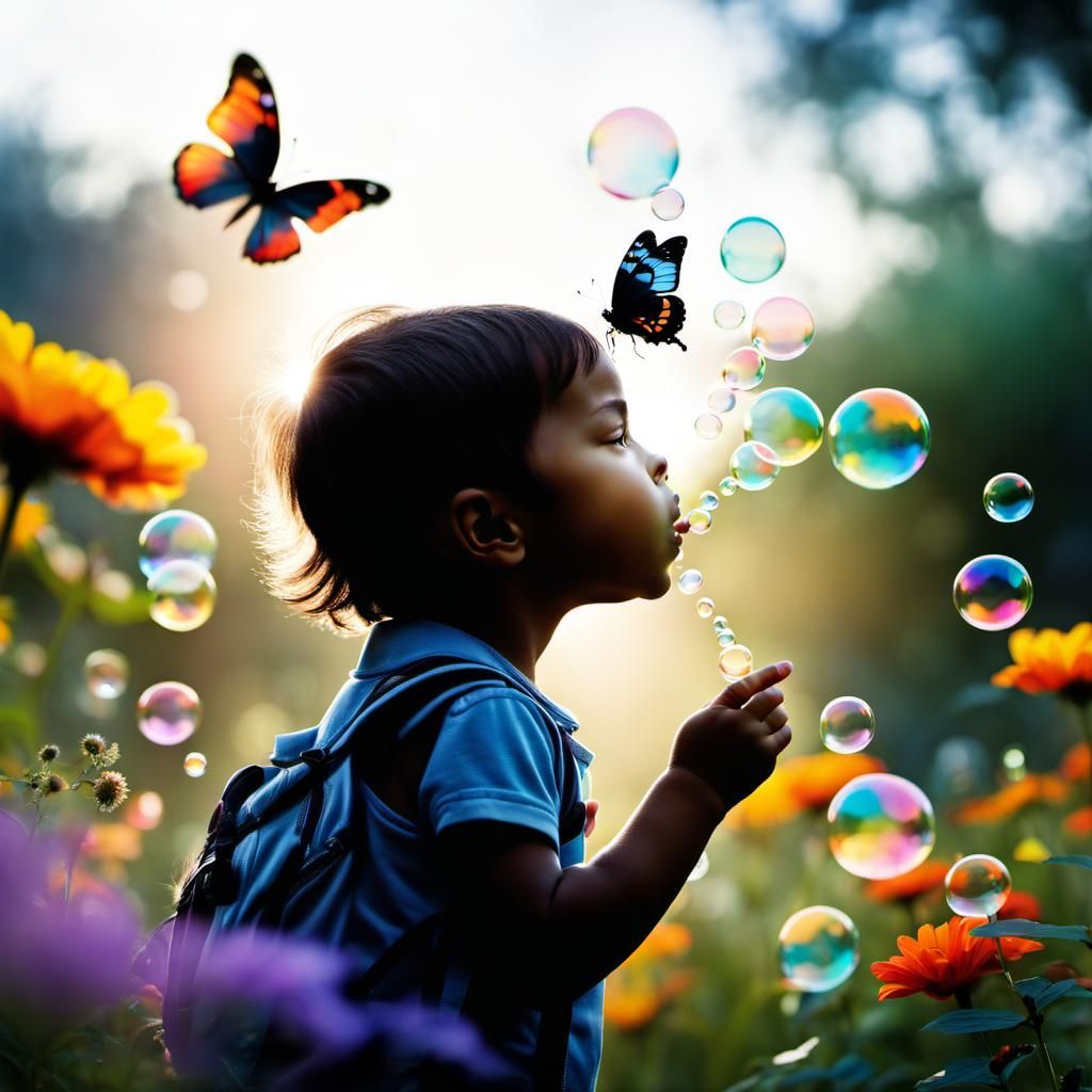Child's Dream: Bubbles and Butterfly Garden