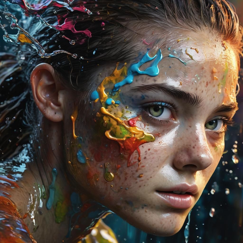 Hyperrealistic Splash Art Portrait with Dramatic Lighting