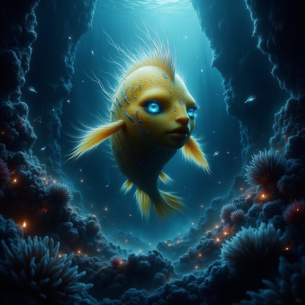 Dark Fantasy Flounder in Ethereal Glow