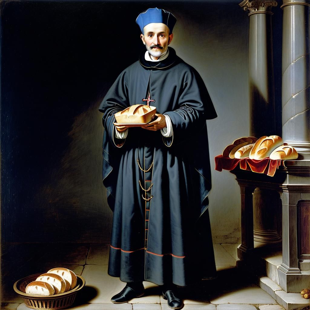 Charity : Saint Vincent de Paul giving bread to those most i...