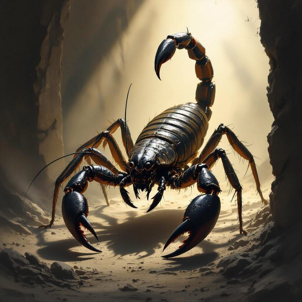 Hybrid Scorpion Cockroach Creature in Dark Fantasy Style