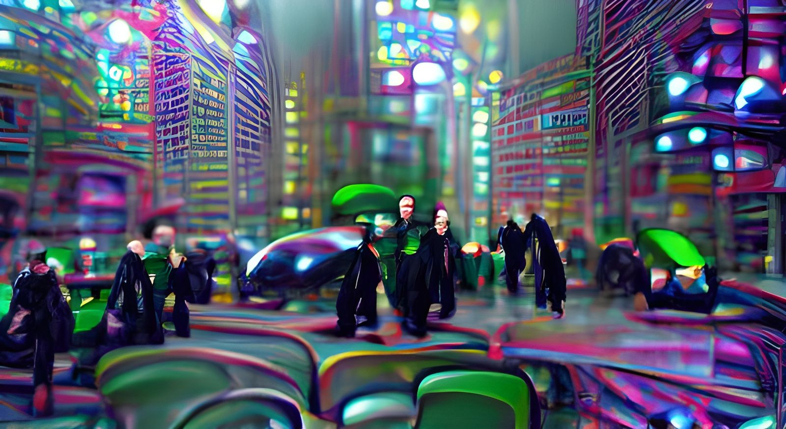 Glowing Neon Matrix in Film Noir Style