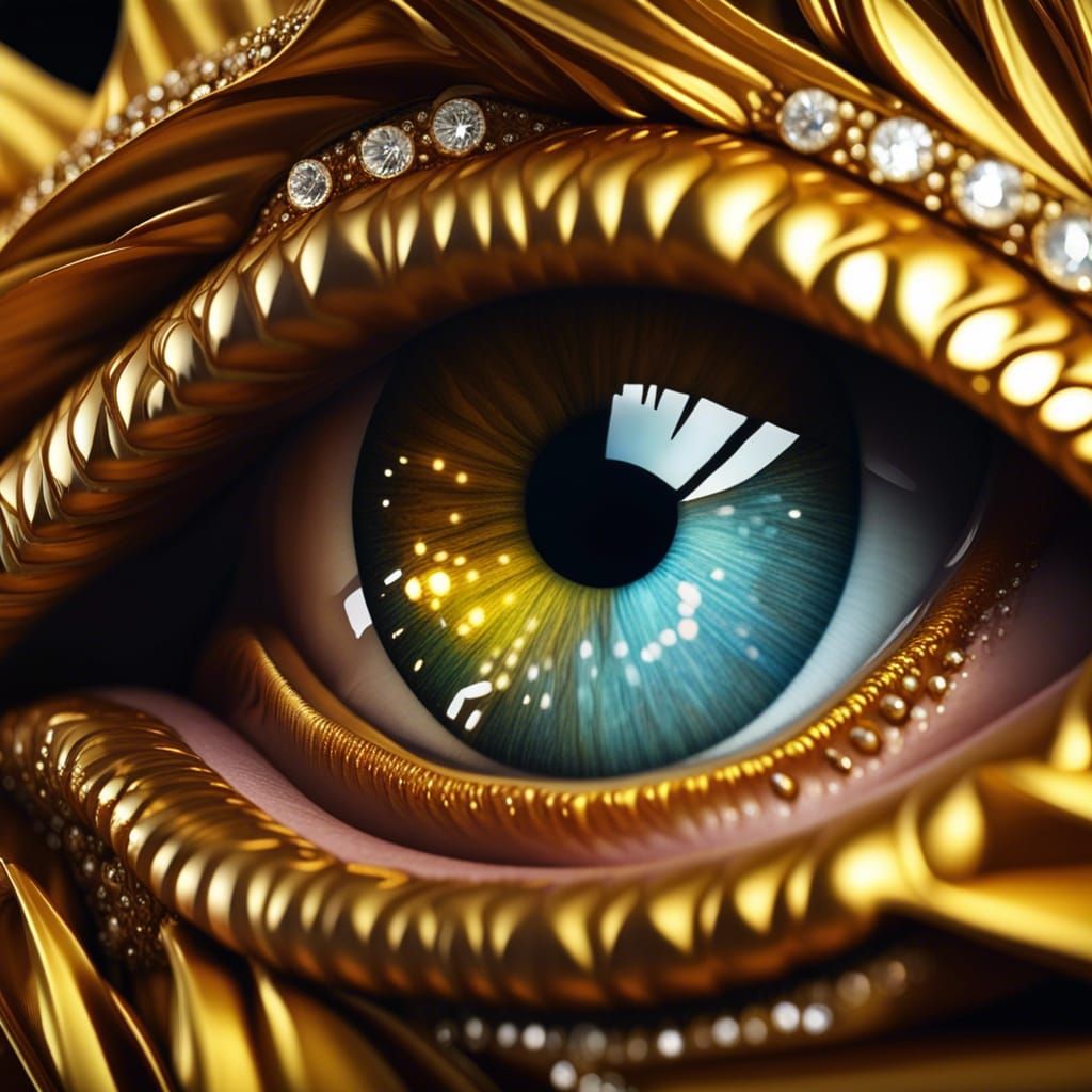 Golden Eye with Steampunk Diamond Iris