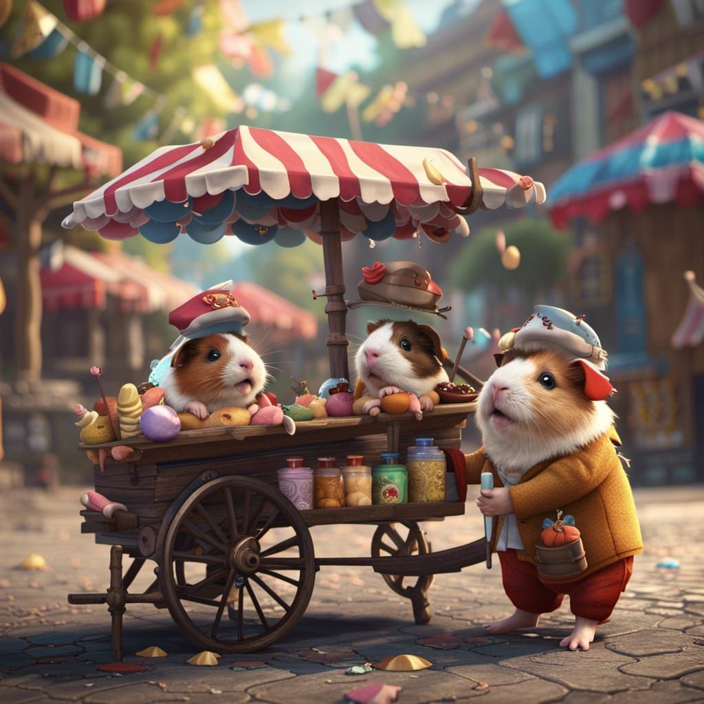 Guinea Pig Ice Cream Seller: Fantasy Concept Art