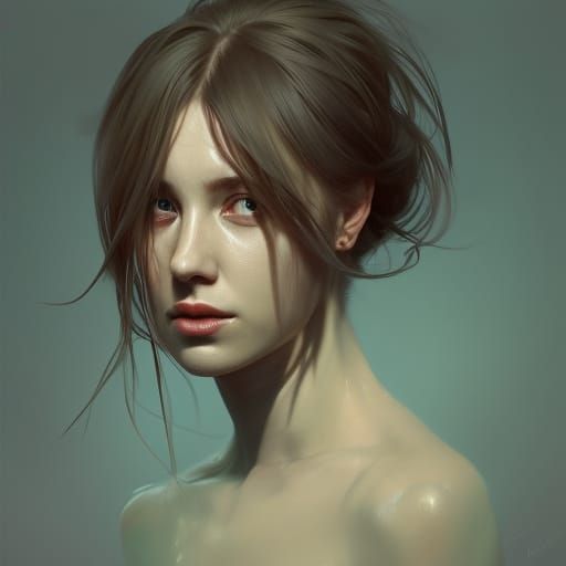 Detailed Portrait of a Mental Patient in Art Nouveau Style