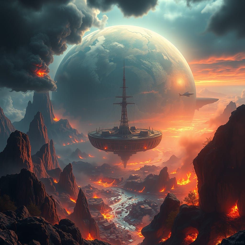 Ravaged Earthscape in a Futuristic Dystopia