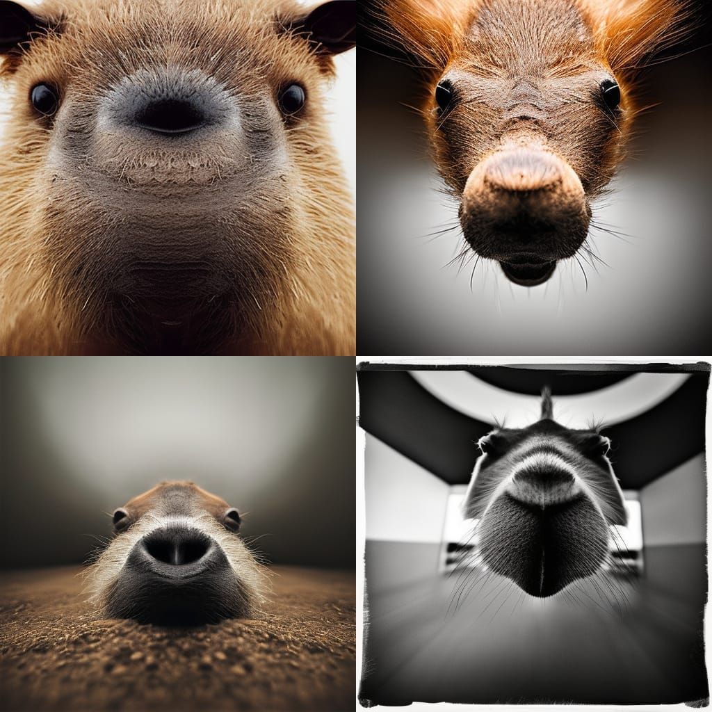 Upside Down Capybara Portrait in Ambient Light