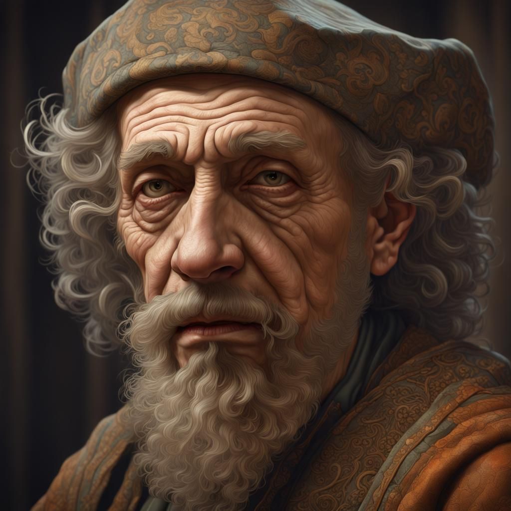 Elderly Man Portrait in Tessellated Style