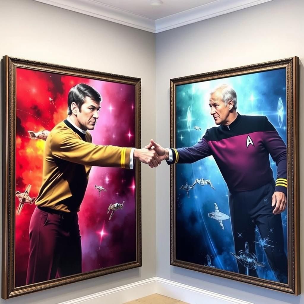 Star Trek Captains United: Kirk and Picard Painting