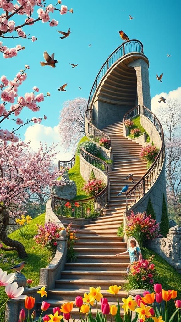 Mystical Spring Staircase in HDR