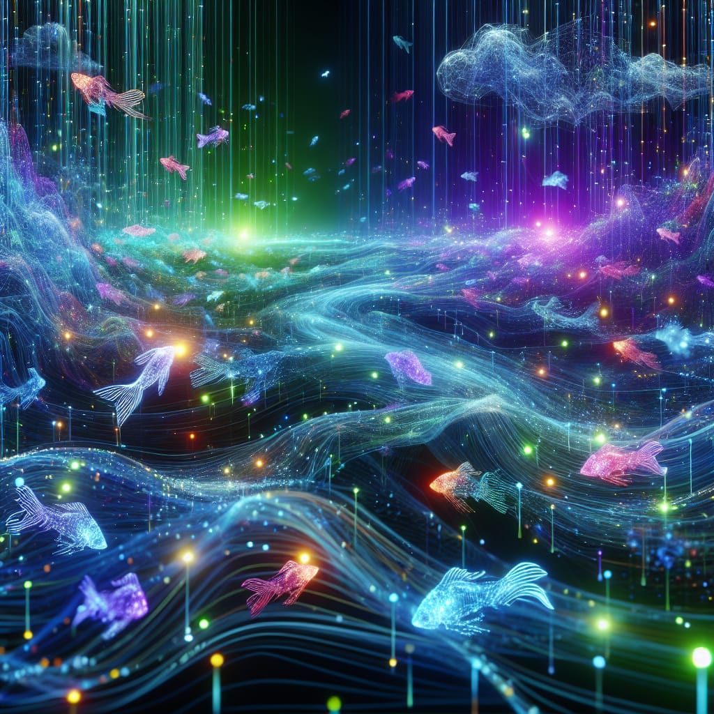 Cybernetic River: A Futuristic Data Stream