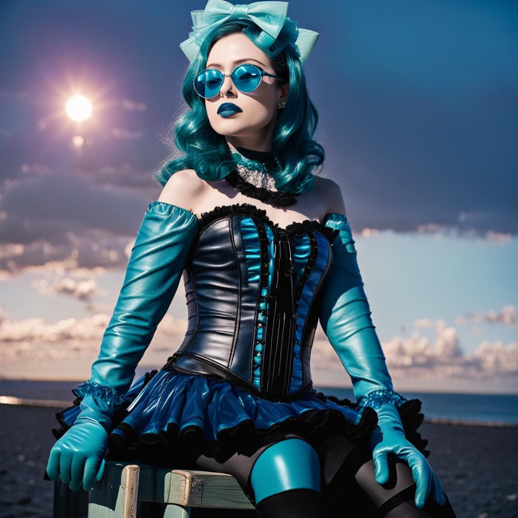 Anime Woman on Beach at Sunrise