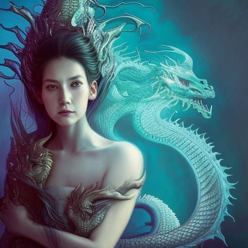 Dragon Scale Dress: Hyperdetailed Fantasy Portrait