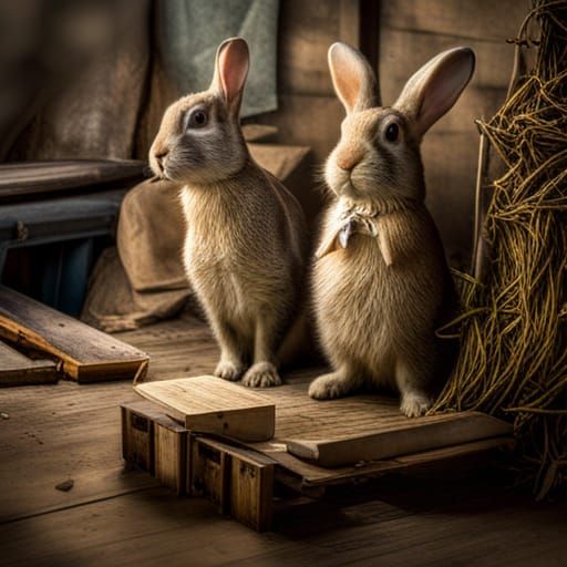 Hyperrealistic Rabbits in Beatrix Potter Style