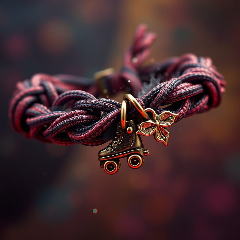 Friendship Bracelet with Roller Skate Charm, Detailed Matte ...