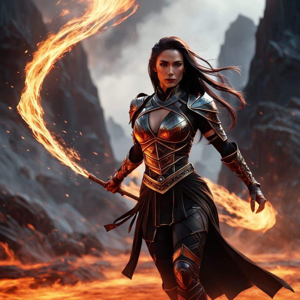 Female Ninja Warrior in Volcanic Arena