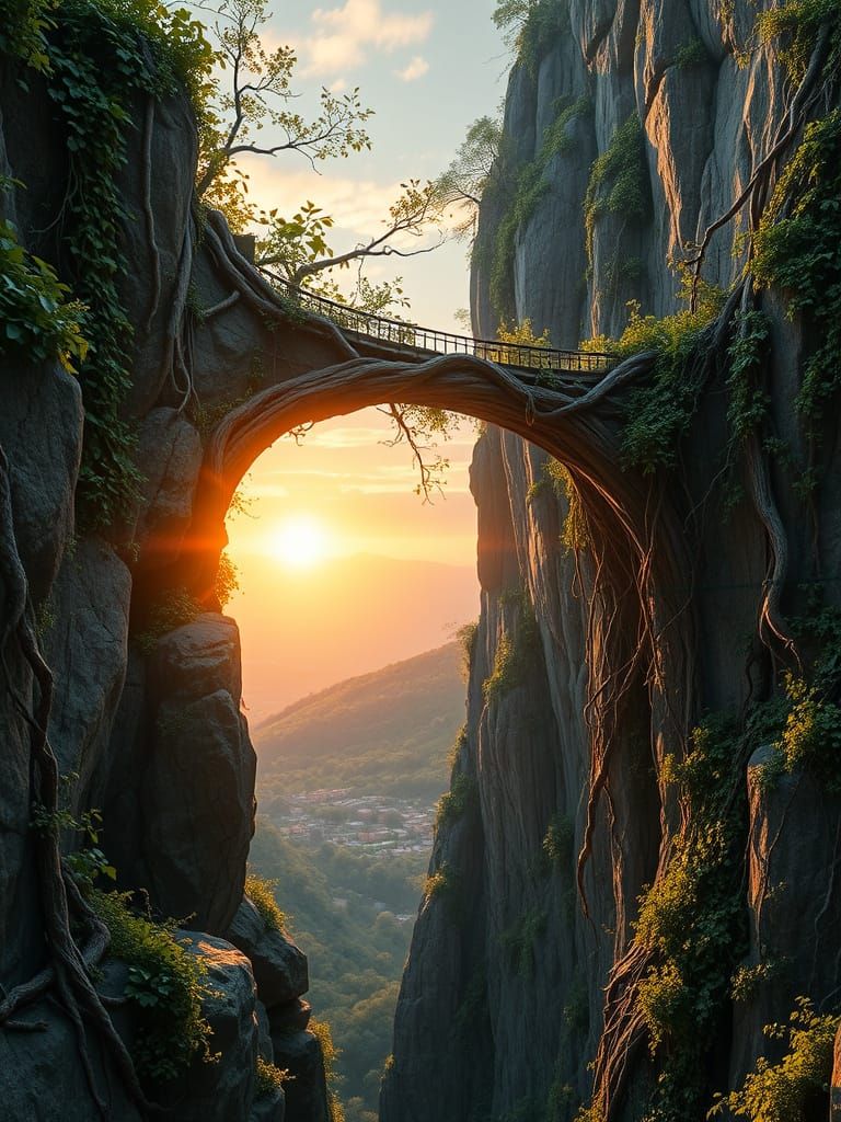 Magical Bridges ...Vine Laden Bridge Between Cliff Faces