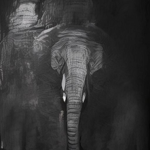 Papercrafted Elephant in Japanese Calligraphy Style