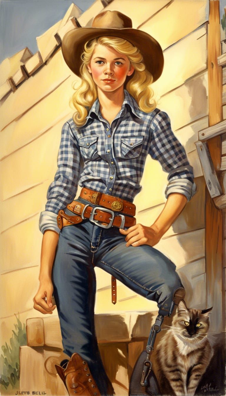 Young Cowgirl Gunfighter in the Wild West