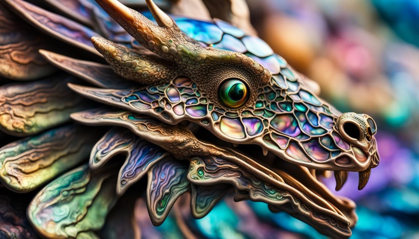 Abalone Dragon: Hyperrealistic Winged Creature
