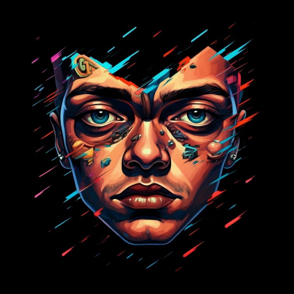 Love Symbol in Vibrant Glitchcore Aesthetic