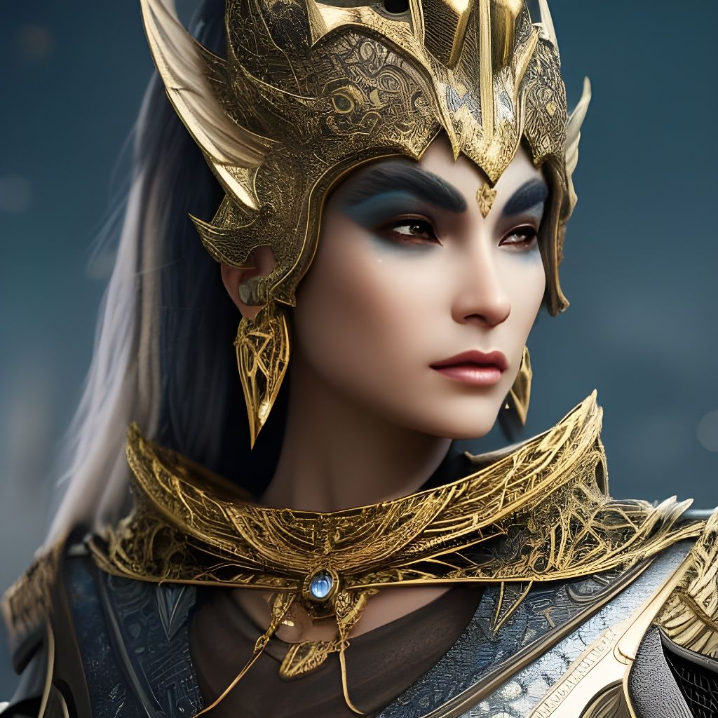 Majestic Skeleton Demon and Egyptian Girl: Digital Portrait