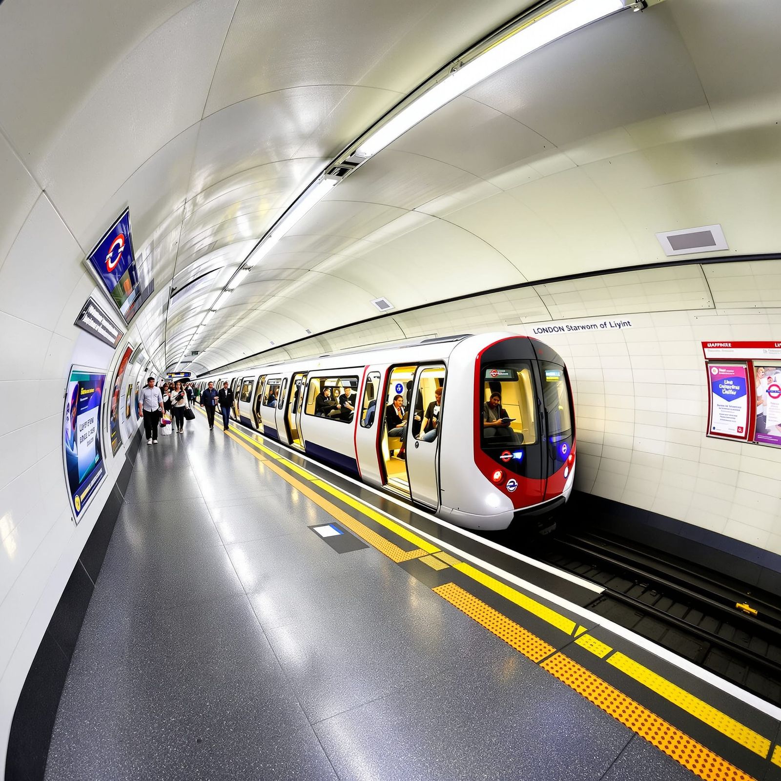London Underground Station Platform with Iconic Train