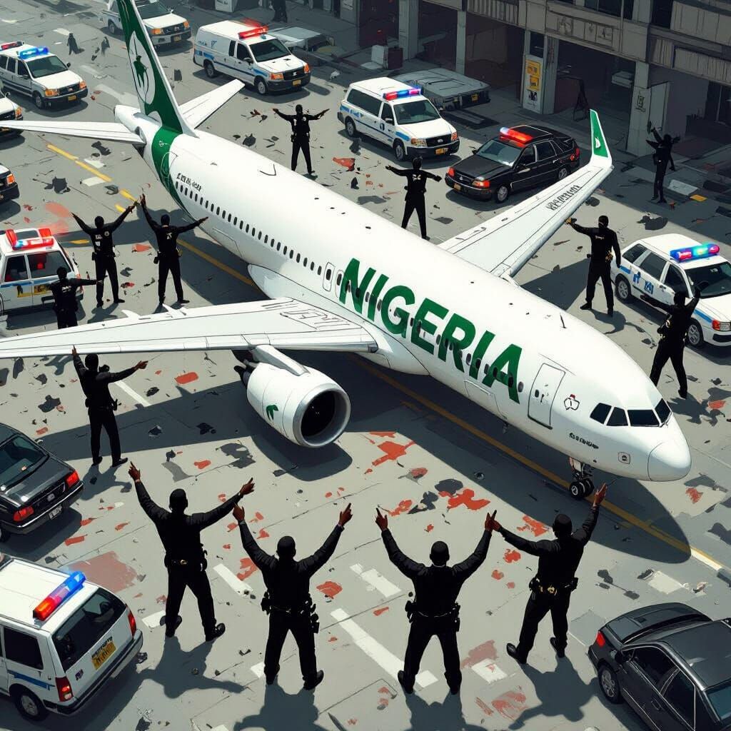 Nigeria Airbus Plane in Dramatic Digital Art Style