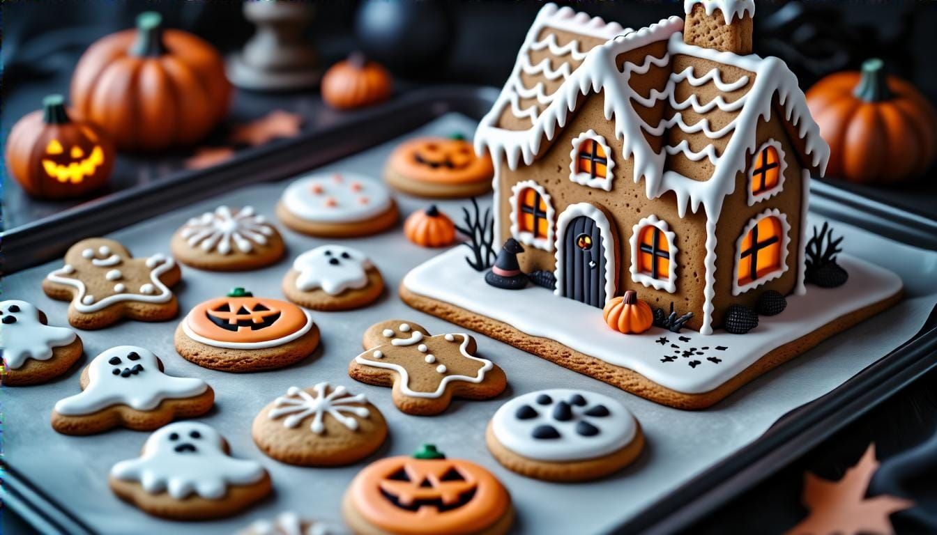 Haunted Gingerbread House and Halloween Christmas Cookies