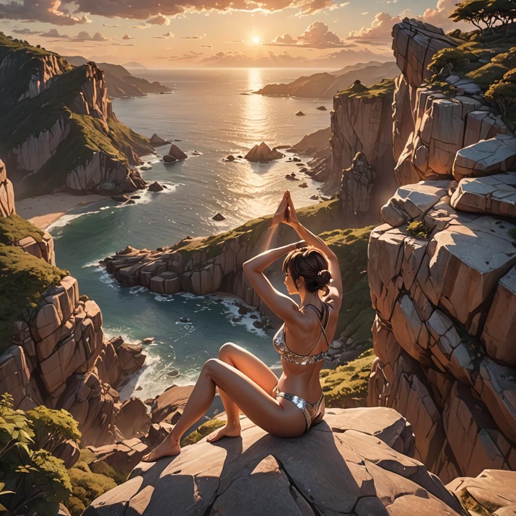 Diamond Bikini Yoga: Hyper-Realistic 3D Anime Art