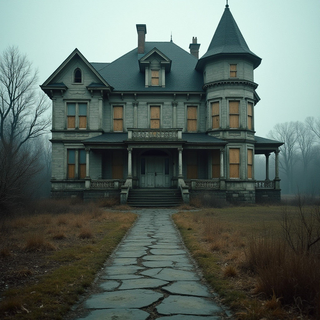 Abandoned Victorian Mansion in Surrealist Style